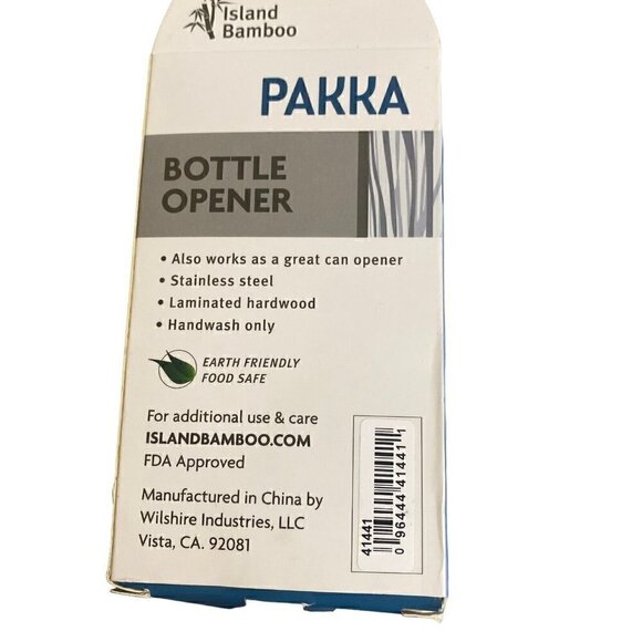 Island Bamboo Pakka Wood Handled Stainless Steel Bottle Opener S - Picture 3 of 3